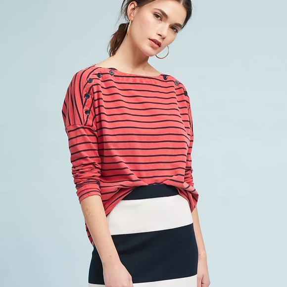 Stateside via Anthropologie Boat Neck Stripe Top - Picture 2 of 7